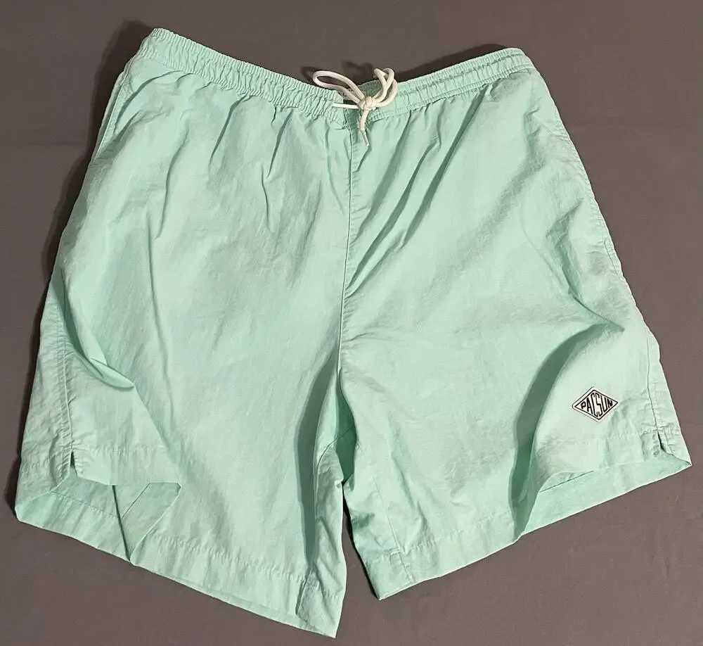 PacSun Swim Trunks Mens XL Mint Green Solid Drawstring Excellent Condition